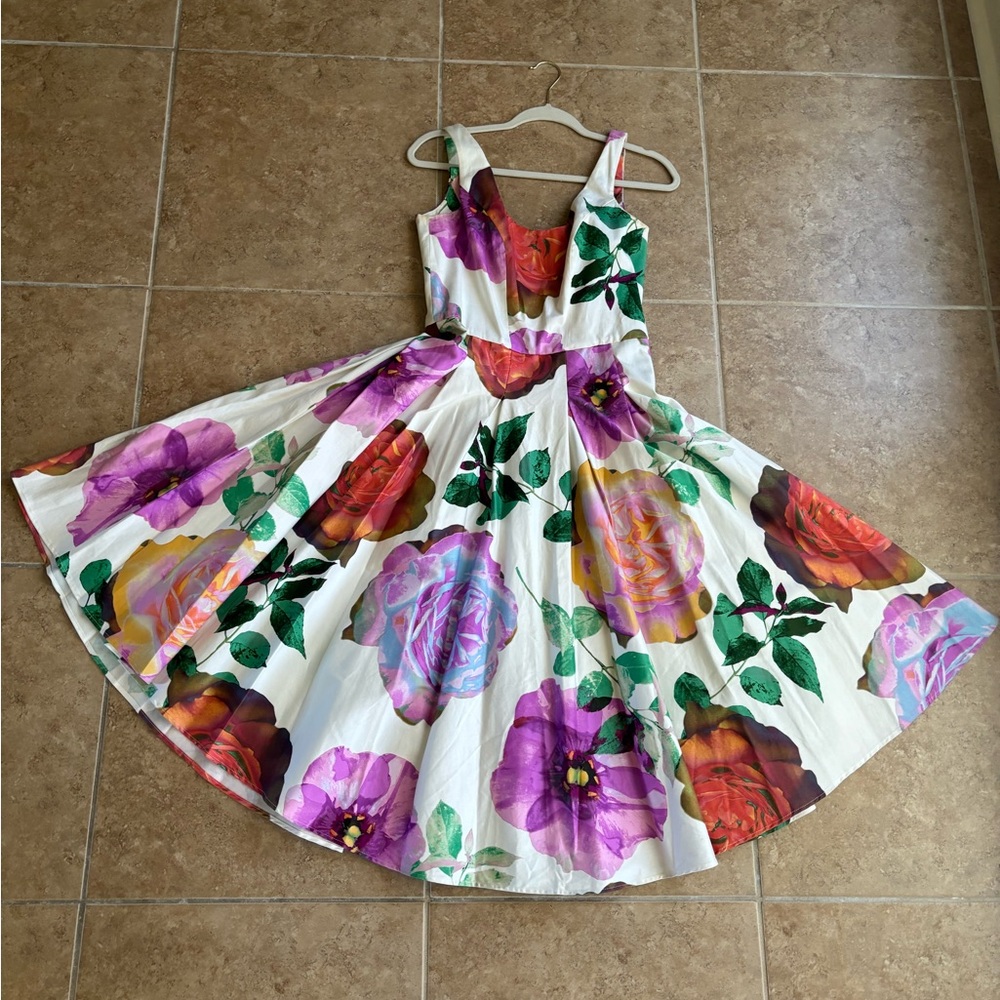 Calvin Klein Floral A-line Dress, Size 8